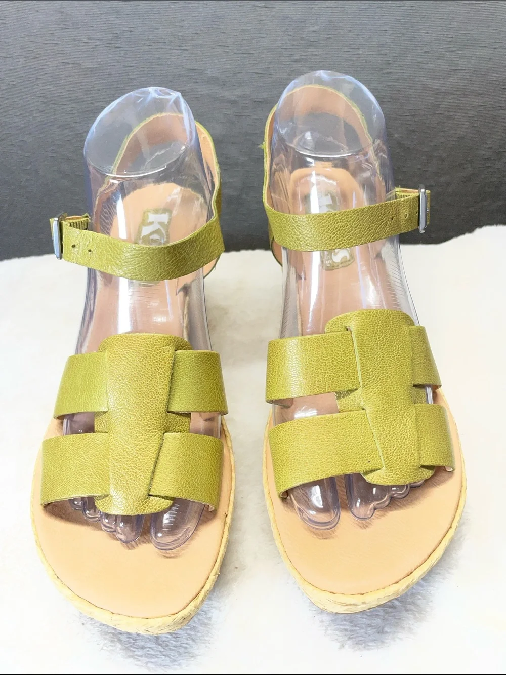 Kork-Ease‎ Olive Leather Espadrille Wedge Sandals